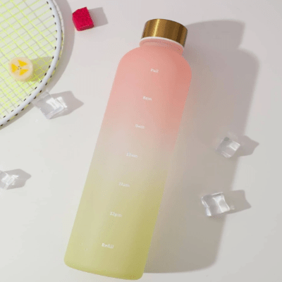 Gourde de sport - BottleTimeMarker™ - Rose&Jaune - Gynefit