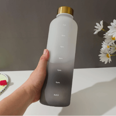 Gourde de sport - BottleTimeMarker™ - Gris&Noir - Gynefit