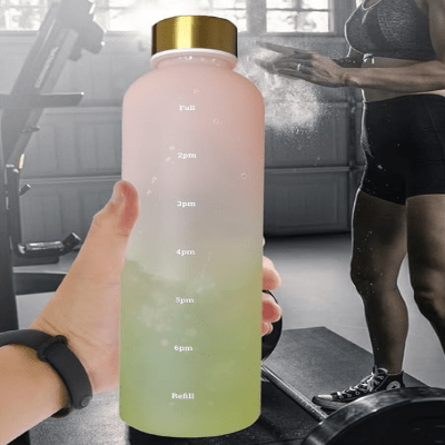 Gourde de sport - BottleTimeMarker™ - Rose&Jaune - Gynefit