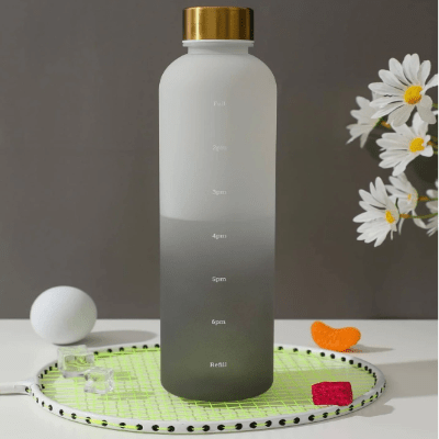 Gourde de sport - BottleTimeMarker™ - Gris&Noir - Gynefit