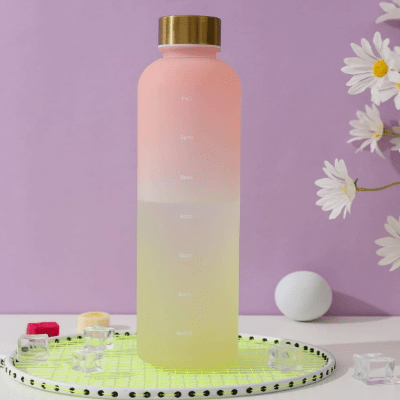 Gourde de sport - BottleTimeMarker™ - Rose&Jaune - Gynefit